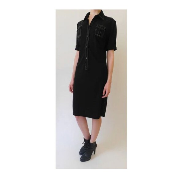 Express Short Sleeve Shirt Dress-Size 3/4-Contrast Stitching-Pockets-Collared - Picture 1 of 9